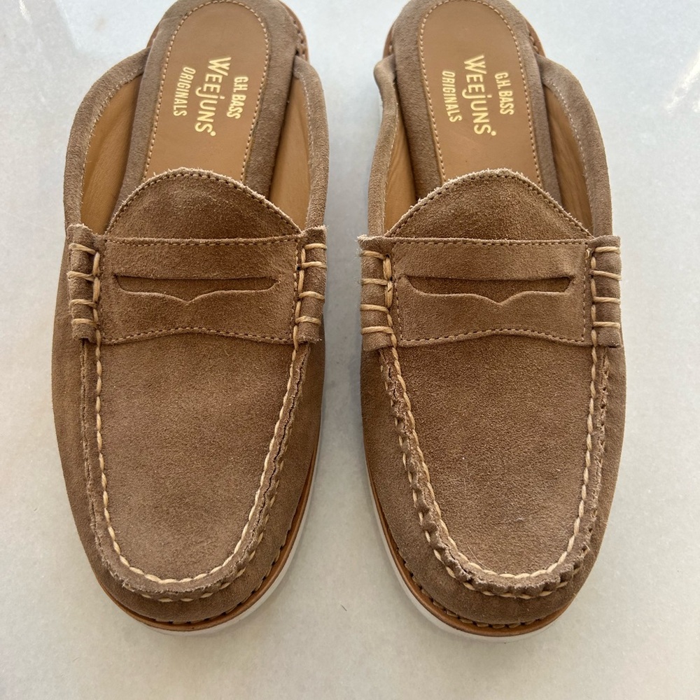 G.H. Bass & Co. Tan Suede Loafers with Penny Strap